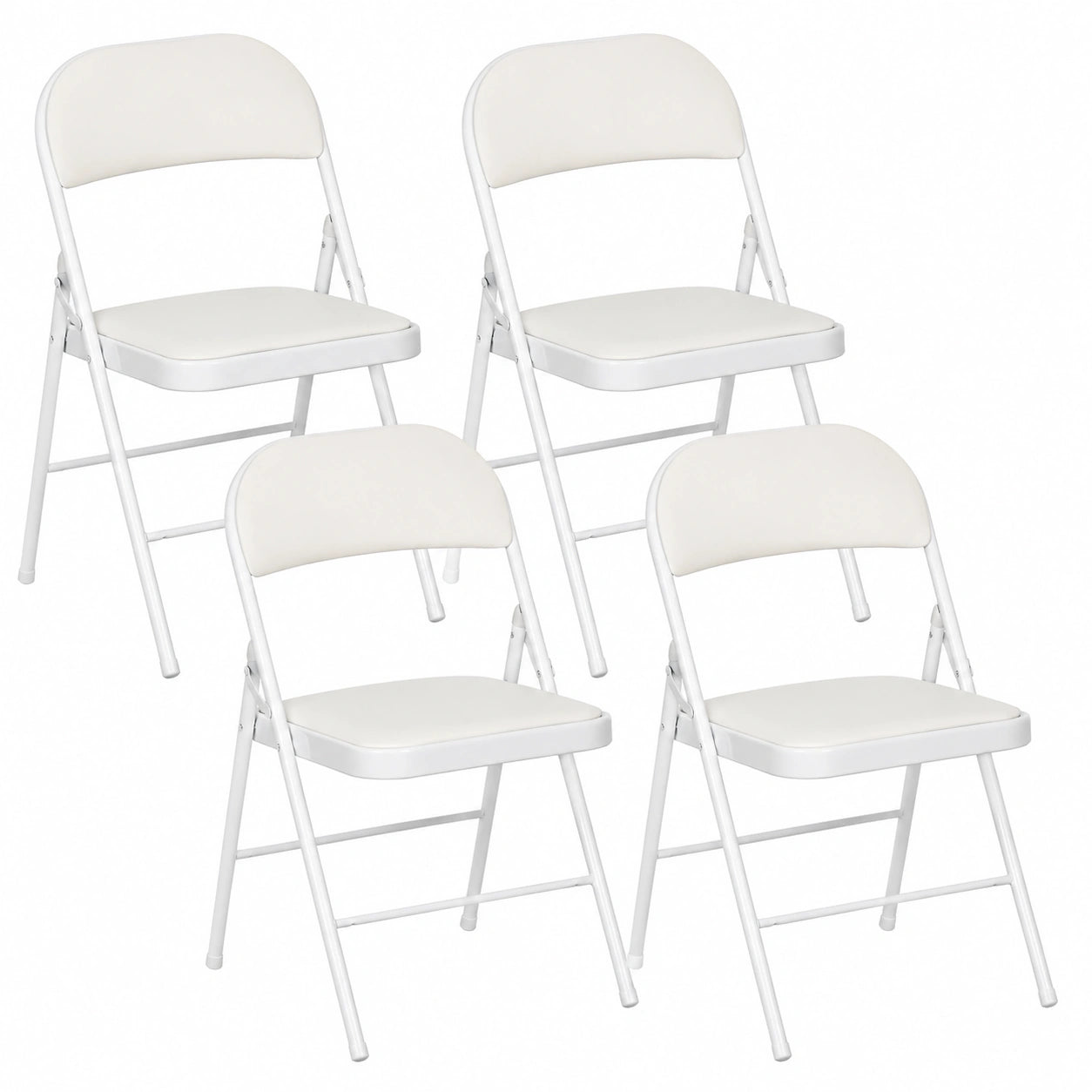 HOMCOM Set aus 4 klappbaren Stühlen mit gepolsterter Rückenlehne, Stahlrahmen, bis 120 kg belastbar, ideal für Büro, Camping und Gste, Wei