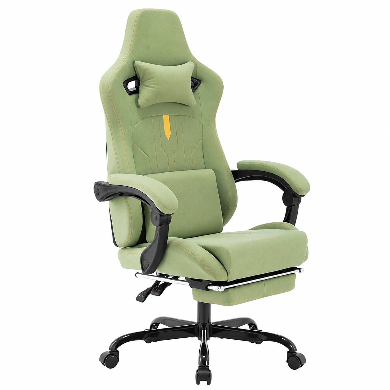 Ergonomischer Gaming-Stuhl mit Fustütze und Lendenstütze in Grün
