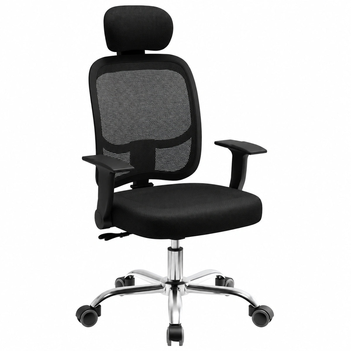 Ergonomischer Bürostuhl mit verstellbarer Rückenlehne und Kopfstütze, 135¡ã Wippfunktion, bis 130 kg belastbar, atmungsaktiv
