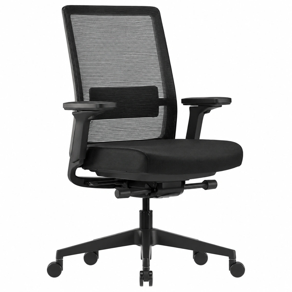 Ergonomischer Bürostuhl Mattschwarz mit Kippfunktion und Lordosenstütze