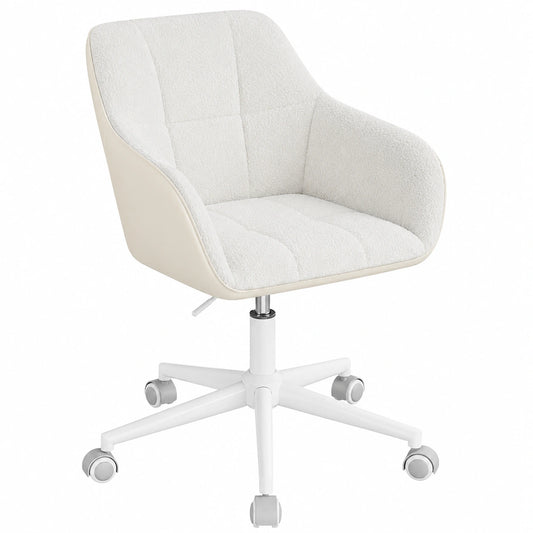 Ergonomischer WOLTU Bürostuhl, hhenverstellbar, bis 150 kg, Boucl¨¦ Sitz, Creme Beige