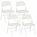 HOMCOM Set aus 4 klappbaren Stühlen mit gepolsterter Rückenlehne, Stahlrahmen, bis 120 kg belastbar, ideal für Büro, Camping und Gste, Wei