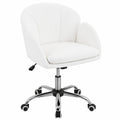 Ergonomischer Bürostuhl im Blütenblatt-Design, hhenverstellbar, belastbar bis 136 kg, ideal für Büro und Zuhause, Weier Samt