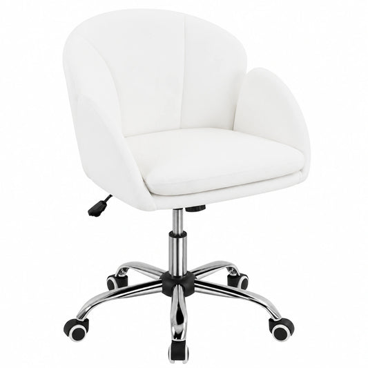 Ergonomischer Bürostuhl im Blütenblatt-Design, hhenverstellbar, belastbar bis 136 kg, ideal für Büro und Zuhause, Weier Samt