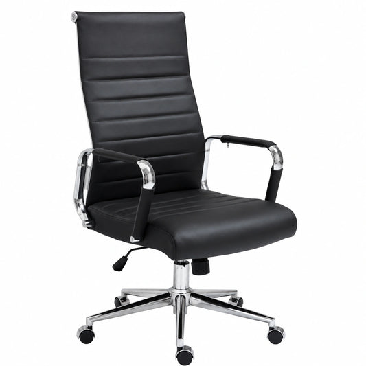 Ergonomischer Bürostuhl aus Echtleder, verstellbar, schwarz, bis 150 kg