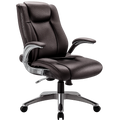 Ergonomischer COLAMY Bürostuhl mit Hoher Rückenlehne, 360¡ã Drehung und Lederoptik, Verstellbarer Neigungsmechanismus, Braun