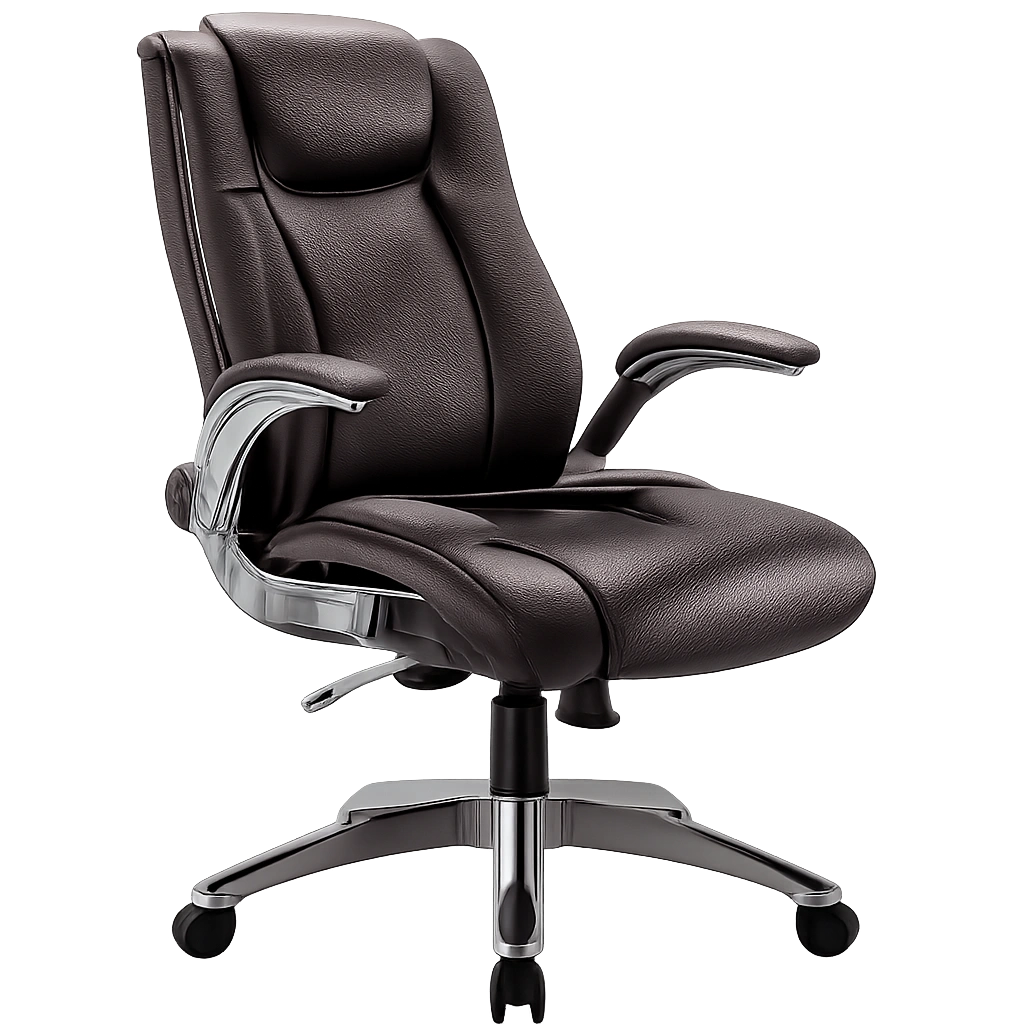 Ergonomischer COLAMY Bürostuhl mit Hoher Rückenlehne, 360¡ã Drehung und Lederoptik, Verstellbarer Neigungsmechanismus, Braun