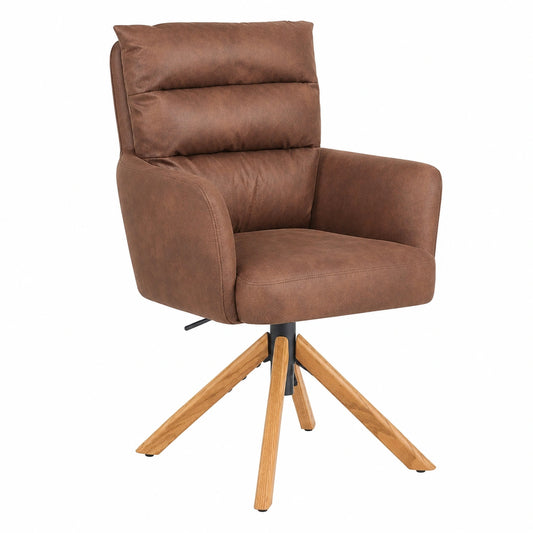 Hhenverstellbare Esszimmerstühle im 2er Set - Ergonomisch, Drehbar, Eichegestell, Braun