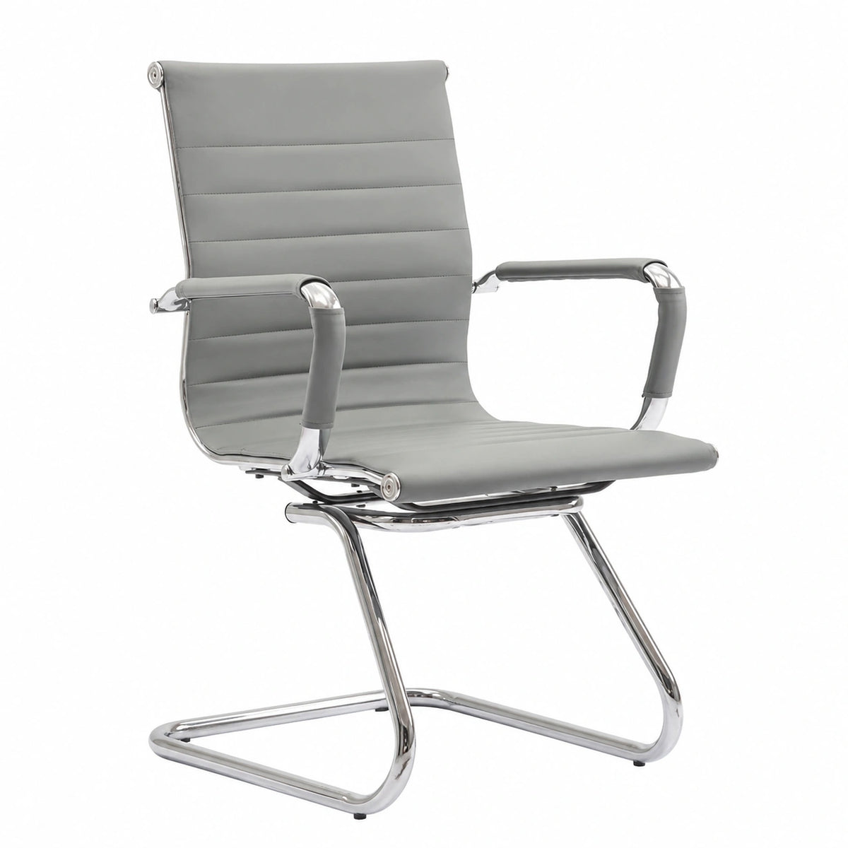 Chairus Freischwinger 2er Set, Ergonomische PU-Leder Stühle mit Armlehnen für Büro und Konferenz