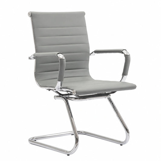 Chairus Freischwinger 2er Set, Ergonomische PU-Leder Stühle mit Armlehnen für Büro und Konferenz