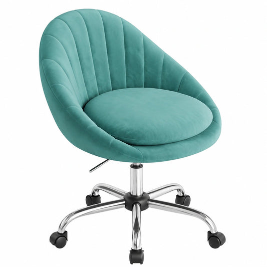 Ergonomischer Drehstuhl aus Samt für Büro und Zuhause, bis 150 kg, Türkis