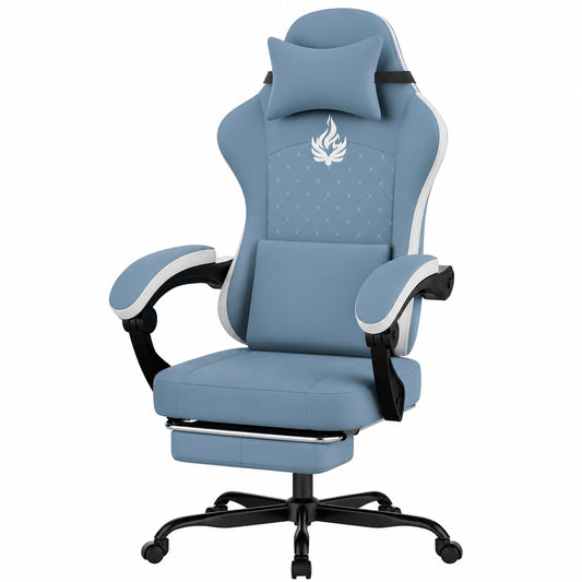 Ergonomischer Gaming Stuhl mit Fu- und Lendenwirbelstütze, Hhenverstellbarer Stuhl für E-Sport und Homeoffice