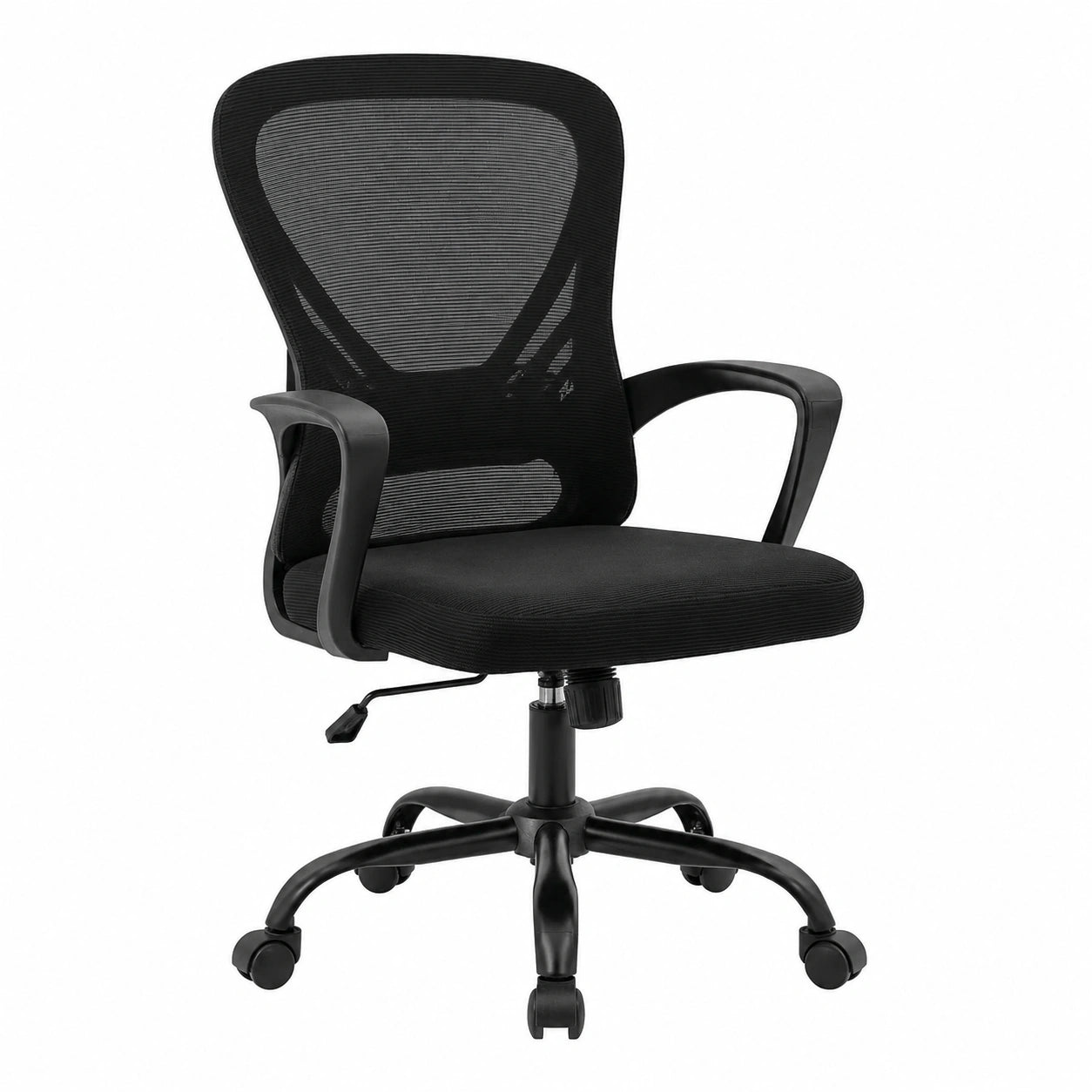 Ergonomischer Bürostuhl mit Lordosenstütze und Armlehnen, 360¡ã drehbar, hhenverstellbar, gepolstertes Sitzkissen, Netzrücken, Wippfunktion