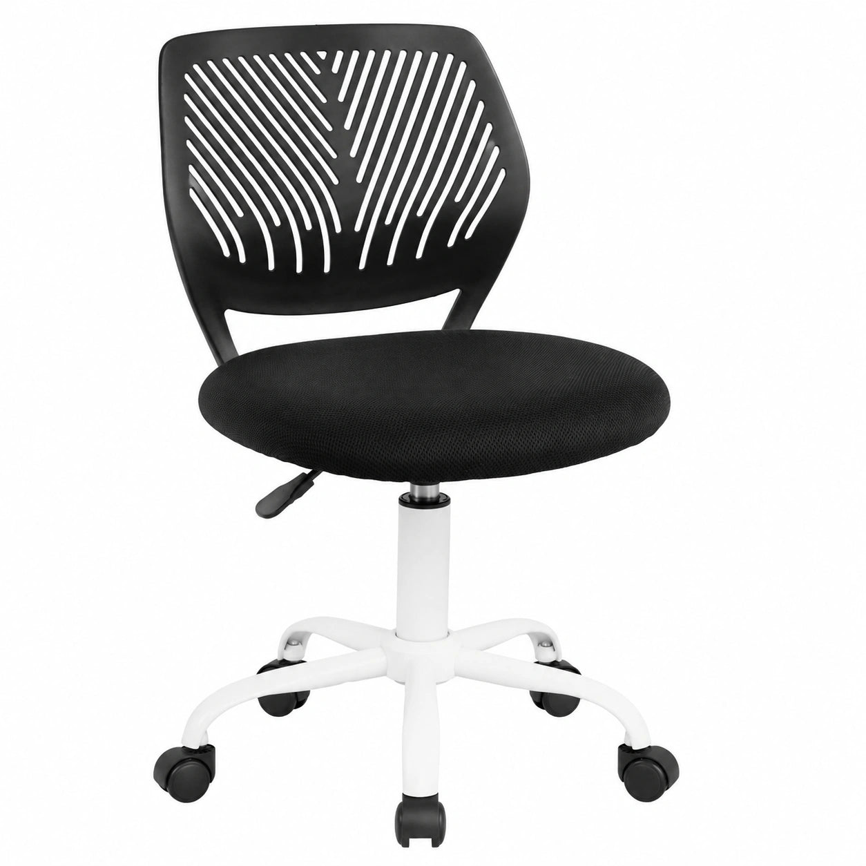 Ergonomischer Bürodrehstuhl ohne Armlehnen, verstellbar, schwarz, Stoffsitz von Homy Casa