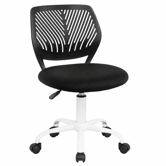Ergonomischer Bürodrehstuhl ohne Armlehnen, verstellbar, schwarz, Stoffsitz von Homy Casa