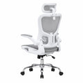 Ergonomischer Netz-Bürostuhl mit verstellbarer Kopfstütze, doppellagigem Netz, atmungsaktiv, für Homeoffice, belastbar bis 150 kg, Wei