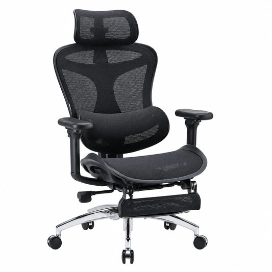 Ergonomischer Bürostuhl mit 3D-Armlehnen und verstellbarer Fustütze, Komfort für Homeoffice ¨C Schwarz, Doro C300