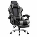Ergonomischer Gaming-Stuhl mit Massagefunktion und Fustütze, bis 150 kg, Grau
