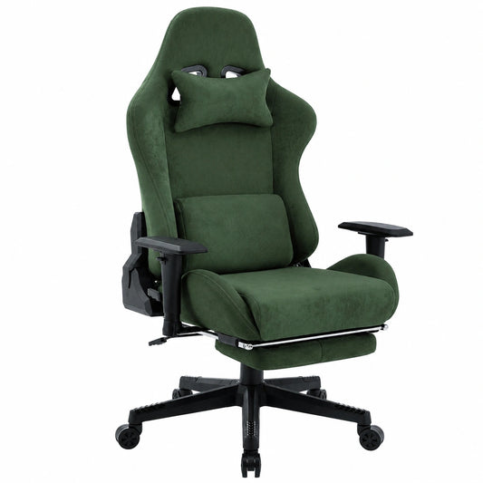Ergonomischer Gaming-Stuhl mit Wildlederoptik, Verstellbar und Atmungsaktiv in Grün