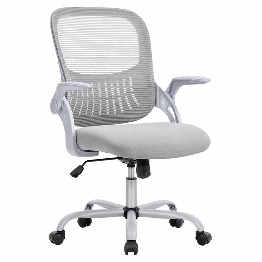 Ergonomischer Drehstuhl mit Lendenstütze, hhenverstellbar, inkl. Armlehnen, für Büro und Home Office, Grau