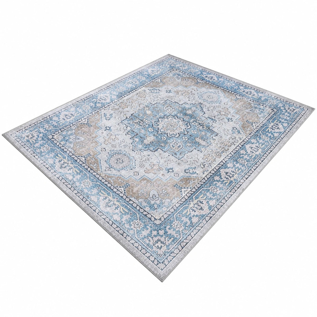 Homcomodar Bodenschutzmatte 120x150cm - Rutschfeste Bürostuhlmatte im Boho-Stil für Hartbden (Blau)