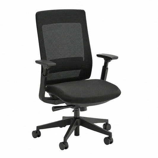Ergonomischer Bürostuhl Schwarz mit 3D-Armlehnen und Lordosenstütze - Verstellbarer Drehstuhl für Home Office & Büro bis 150 kg