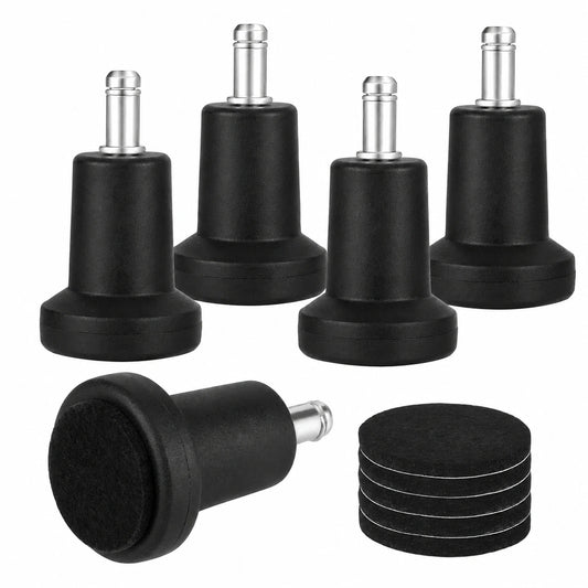 Bürostuhl Bodengleiter Set mit Filzpads - 5er Pack, Schwarz, für 11mm x 22mm Stift