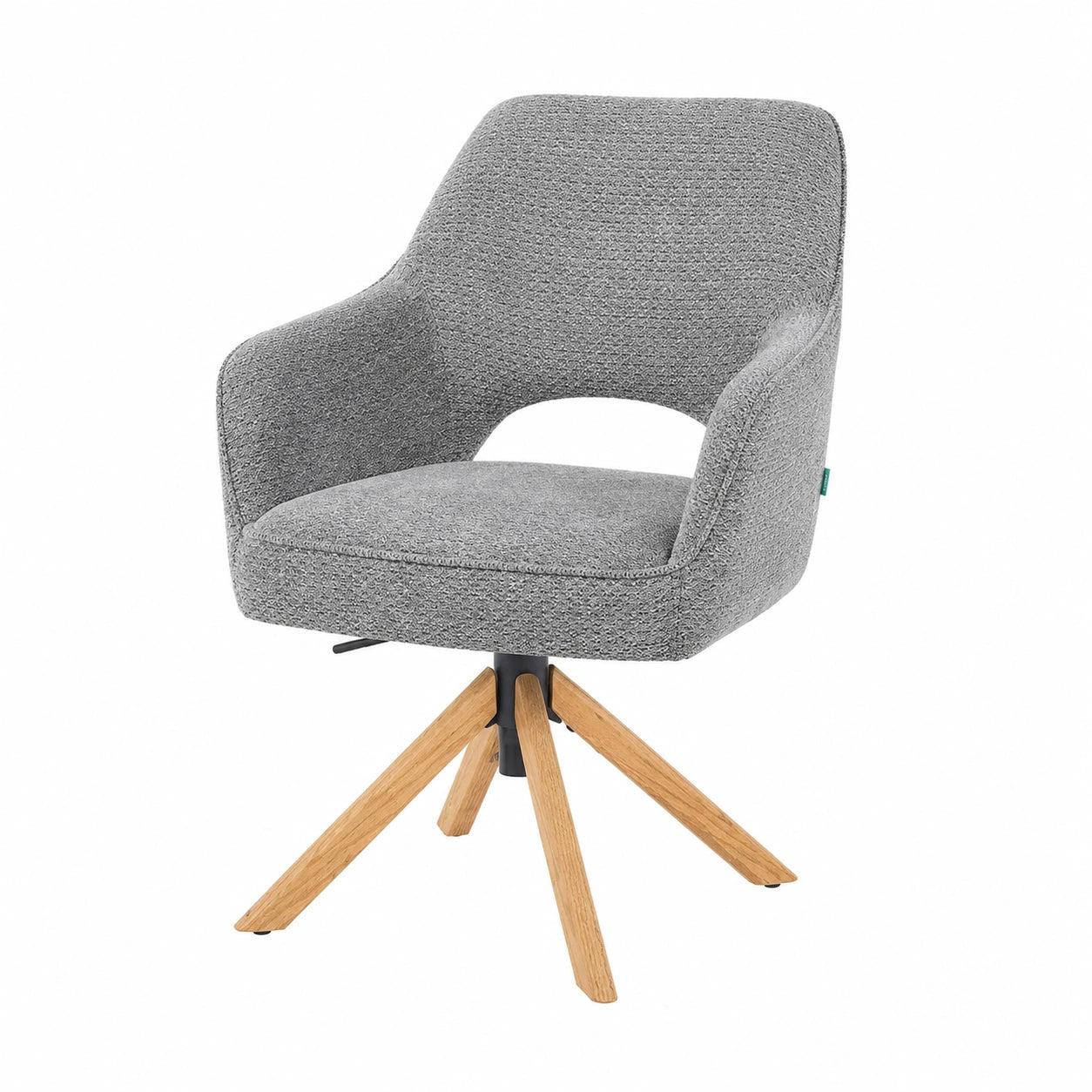 Ergonomische Drehstühle 2er-Set mit Eichegestell und Webstoff in Grau