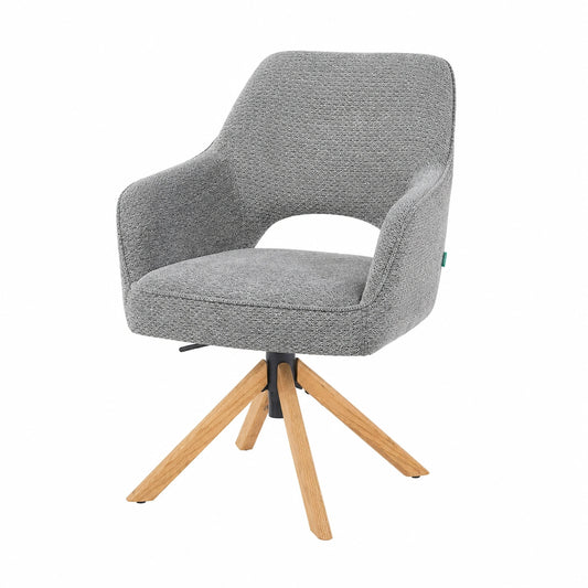 Ergonomische Drehstühle 2er-Set mit Eichegestell und Webstoff in Grau