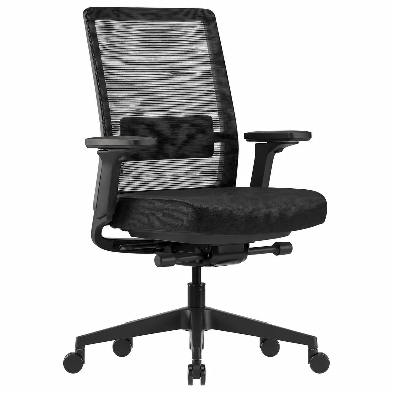 Ergonomischer Bürostuhl Mattschwarz mit Kippfunktion und Lordosenstütze