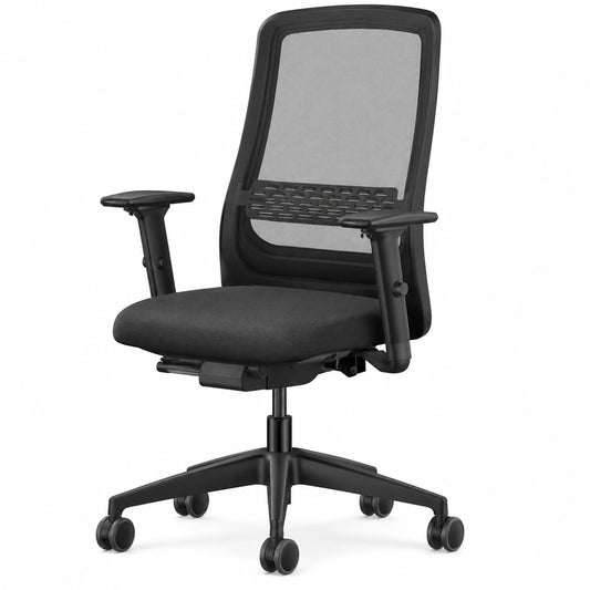 Ergonomischer Interstuhl Bürostuhl SMART AIR, Netzrücken, 3D-Armlehnen, Synchronmechanik, TüV-geprüft, 10 Jahre Garantie, Schwarz, Made in Germany