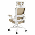Ergonomischer Bürostuhl TRALT mit Verstellbarer Lordosen- und Kopfstütze, Khaki, Belastbar bis 150kg