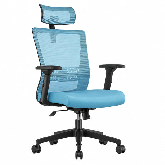 Ergonomischer Bürostuhl mit Verstellbaren Armlehnen und Kopfstütze, Lendenwirbelstütze